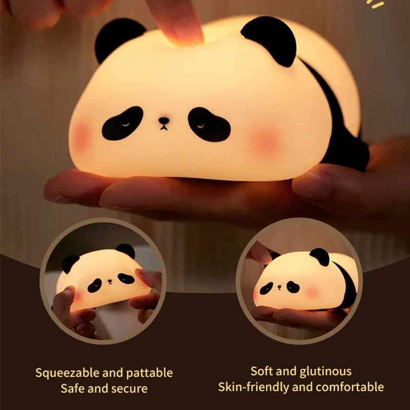 Panda Silicone Night LED Light – Rechargeable & Color-Changing Bedside Lamp - Image 4